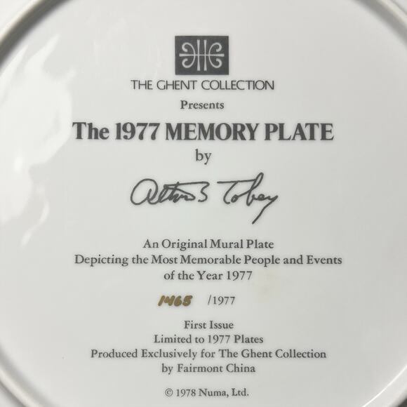 The 1977 Memory Plate by Ghent Collection Porcelain Collector Plate - Picture 2 of 3